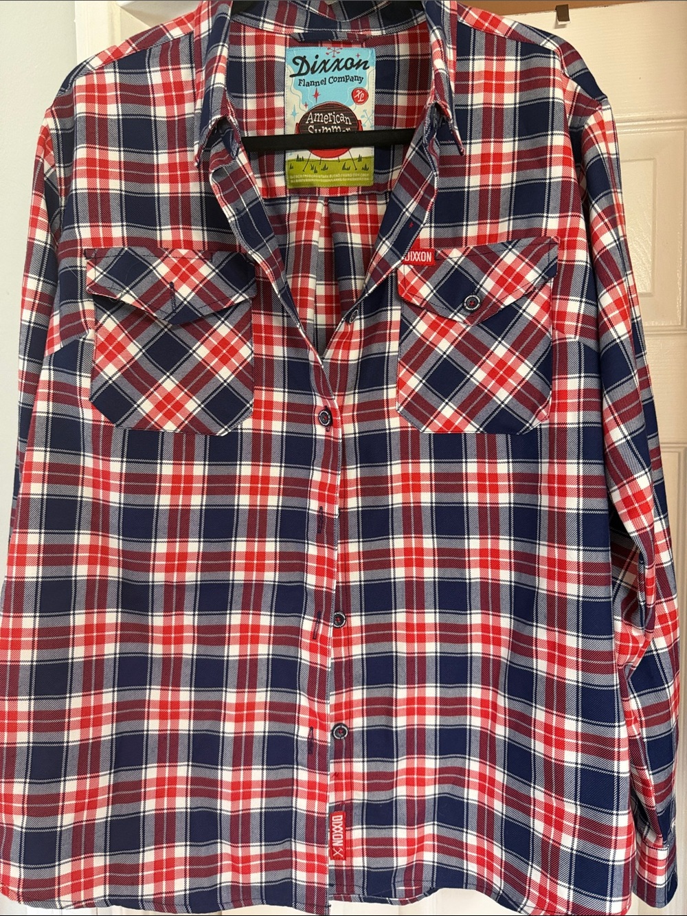 Dixxon Red & Navy Plaid women’s Button-Up Shirt